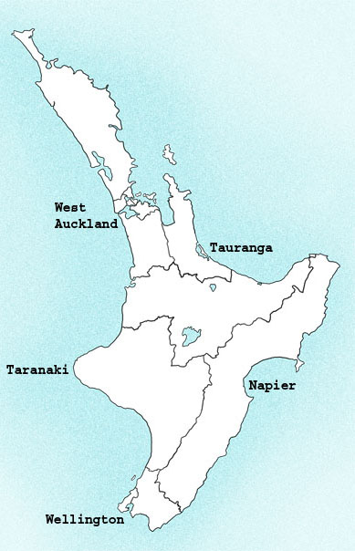 North Island , NZ Map